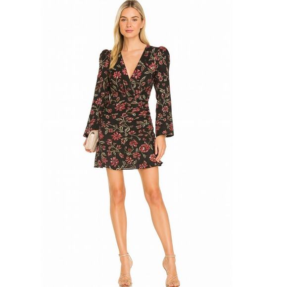 A.L.C. Haven Ruched Silk Mini Dress 4 Black NEW - Picture 1 of 6